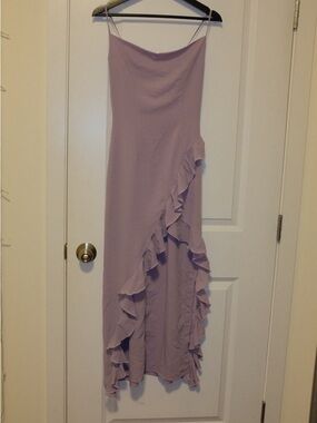 Lavender Ruffled Silk Corset Slip Dress